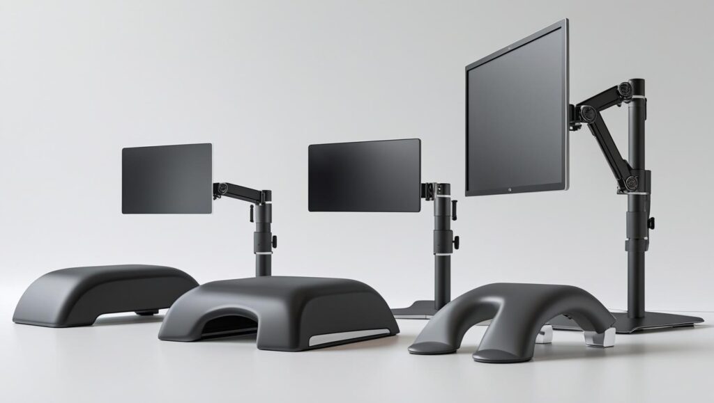 Equipamentos ergonomicos complementares apoios de pes bracos regulaveis e suportes para monitores 1024x579 1